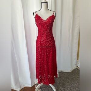 Red Sheer Vintage Victoria’s Secret Slip Dress